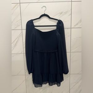 Quince Crepe Dress in Navy Size Large